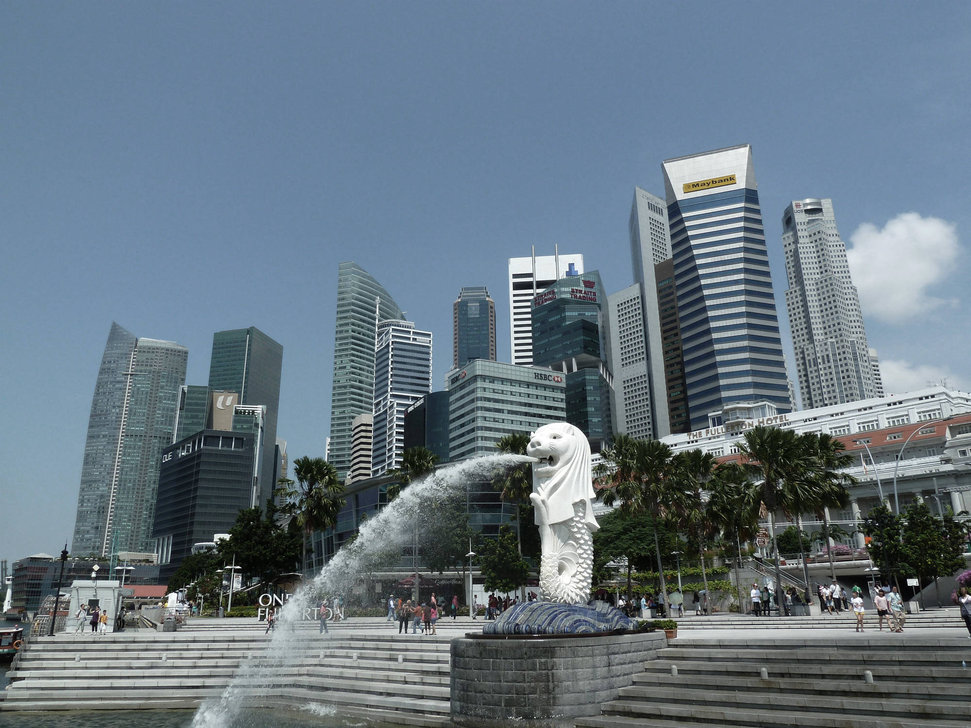 Singapore skyline and Merlion waterfront